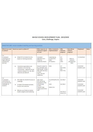what is school development plan sample