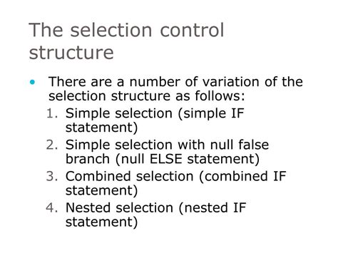 what is selection control structure discuss in detail with example