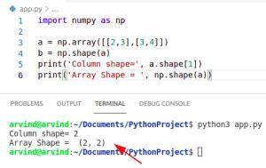 what is shape 1 in python