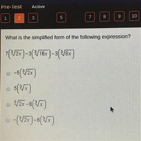 what is simplified form of the following expression