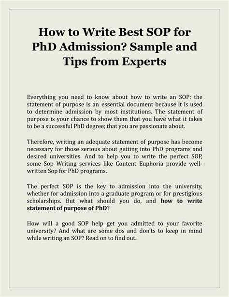 what is sop in phd