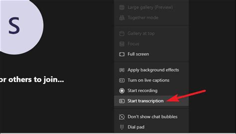 what is start transcription in teams