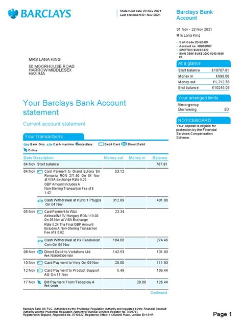what is statement reference barclays