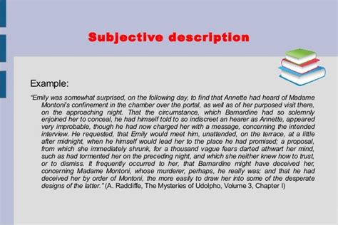 what is subjective description in reading and writing