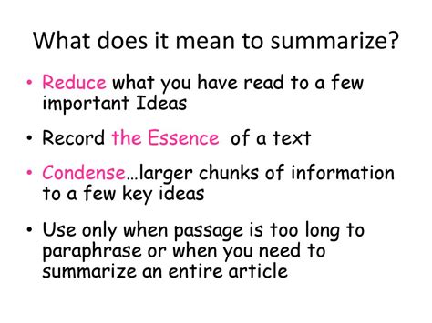 what is summarize mean