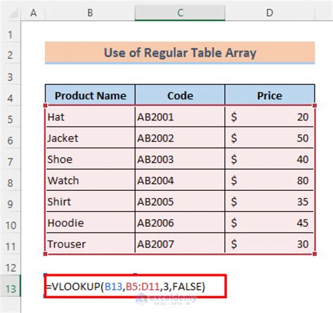 what is table array in excel vlookup
