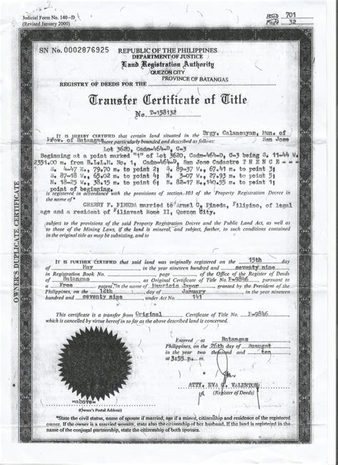 what is technical description in land title