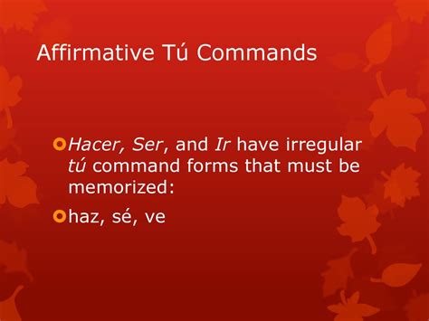 what is the affirmative tu command for ser