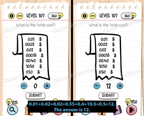 what is the answer to level 107 in brain test