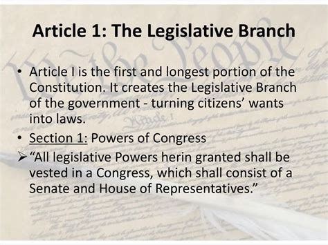 what is the article 1 legislative branch
