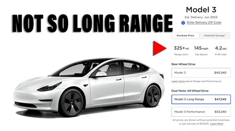 what is the average range of a tesla model 3