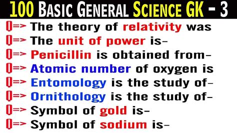 what is the basic knowledge of general science