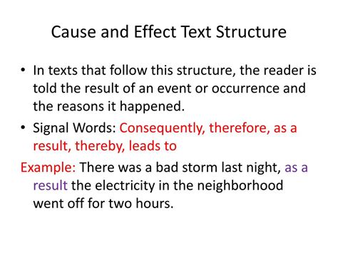 what is the cause and effect text structure