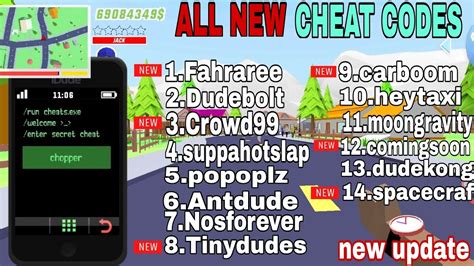 what is the cheat code in dude theft wars