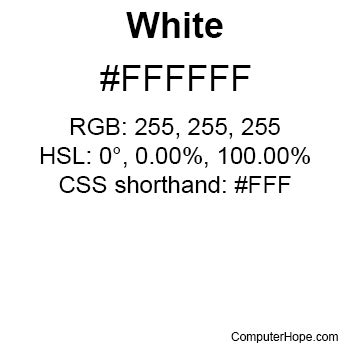 what is the colour code for white in html