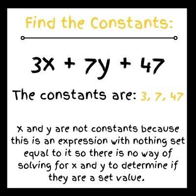 what is the constant in this algebraic expression 7d 2