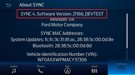 what is the current ford sync software version