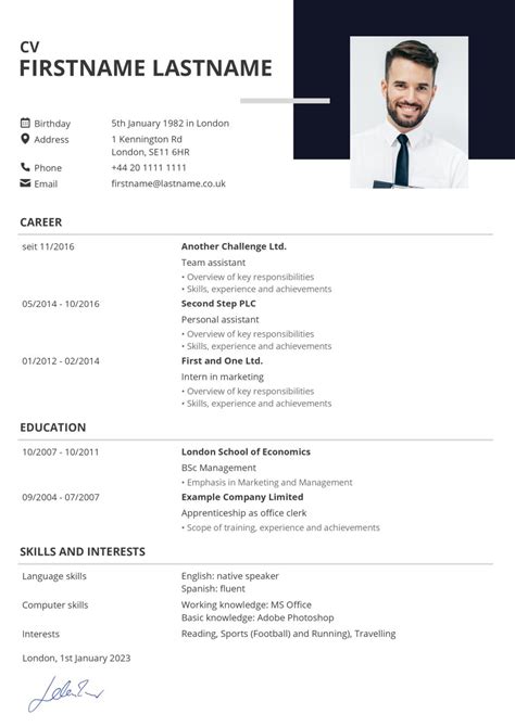 what is the current format of a cv
