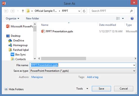 what is the default file extension for a microsoft powerpoint presentation