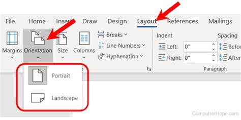 what is the default page orientation in ms word