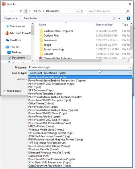 what is the default powerpoint file format