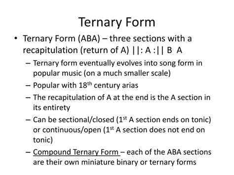 what is the defining characteristic of ternary form in music