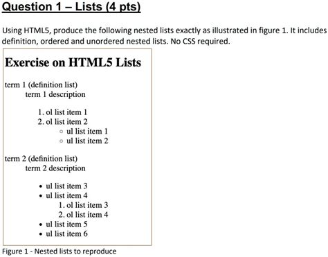 what is the definition of nested list in html5