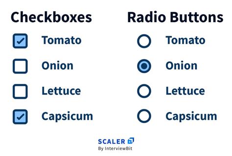 what is the difference between a checkbox and a radio button in html forms