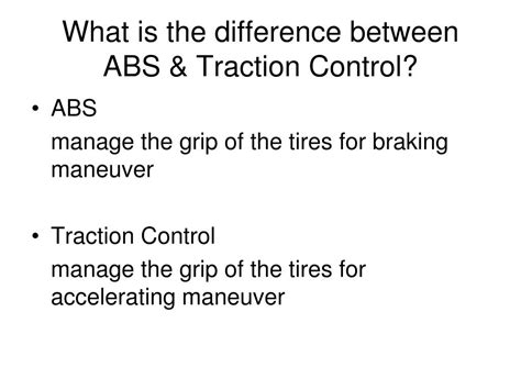 what is the difference between abs and traction control