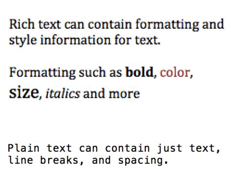 what is the difference between plain text and formatted text