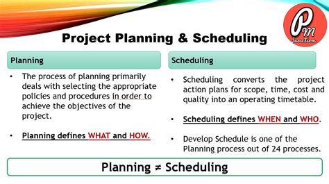 what is the difference between planning and scheduling in project management