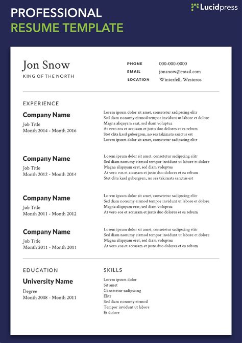 what is the format for a cv