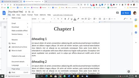 what is the format for writing a book in google docs
