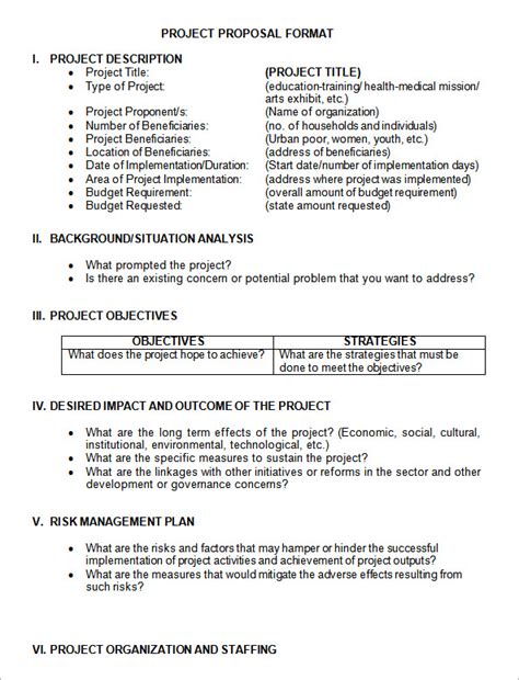 what is the format of a project proposal