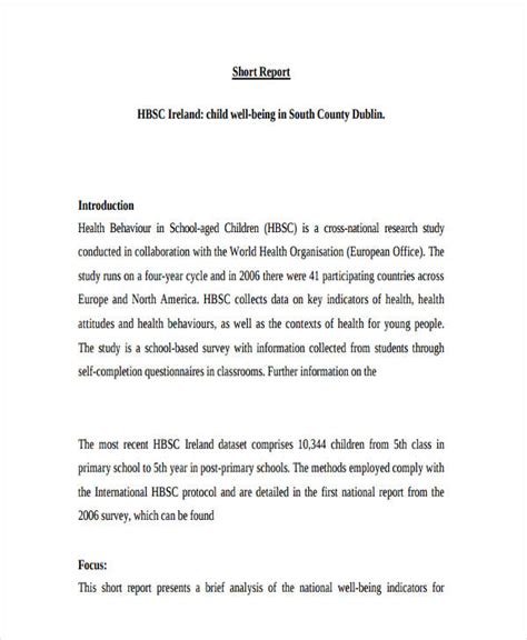 what is the format of a short report