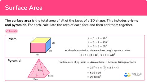 what is the formula for calculating surface area