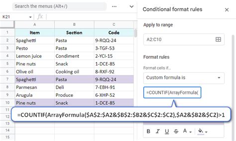 what is the formula for duplicates in google sheets