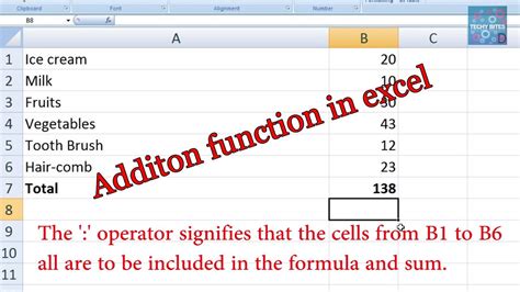 what is the formula of addition in excel