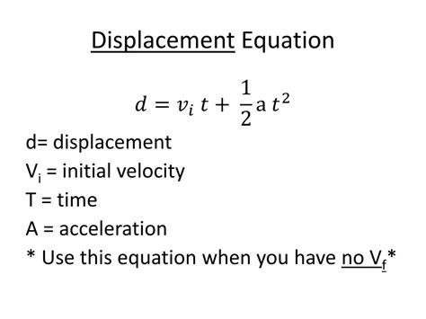 what is the formula of displacement physics