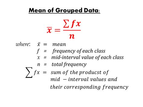 what is the formula of mean in grouped data