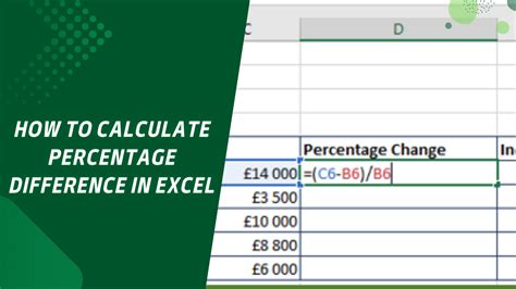 what is the formula to calculate percentage difference in excel