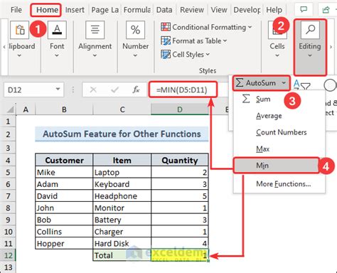 what is the function of autosum in excel