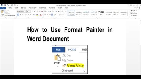 what is the function of format painter in ms word