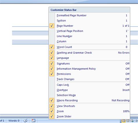 what is the function of microsoft office status bar