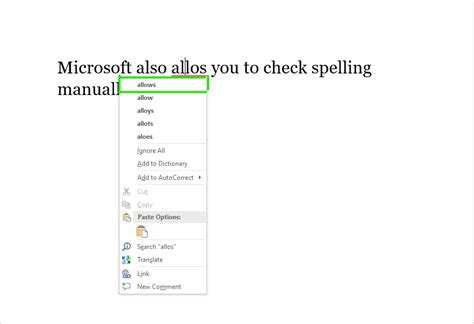 what is the function of the spell check feature in ms word