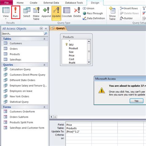 what is the function of the update query in ms access
