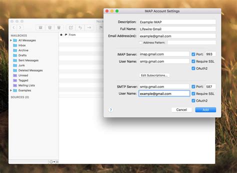 what is the imap and smtp settings for gmail to outlook