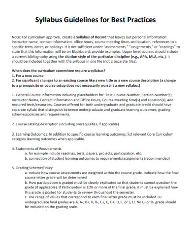 what is the importance of syllabus guidelines