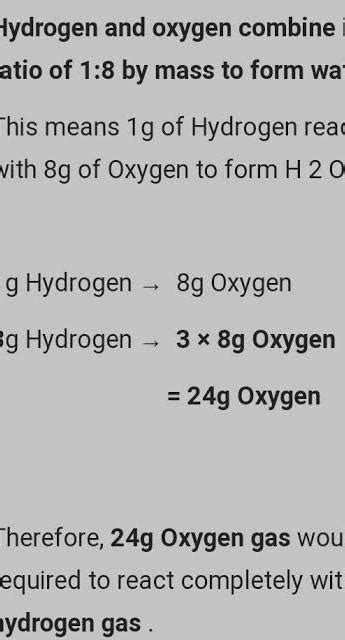 what is the mass ratio of hydrogen and oxygen gas