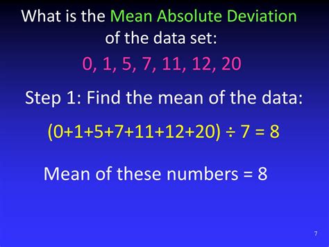 what is the mean absolute deviation of the data set 2 8 10 12